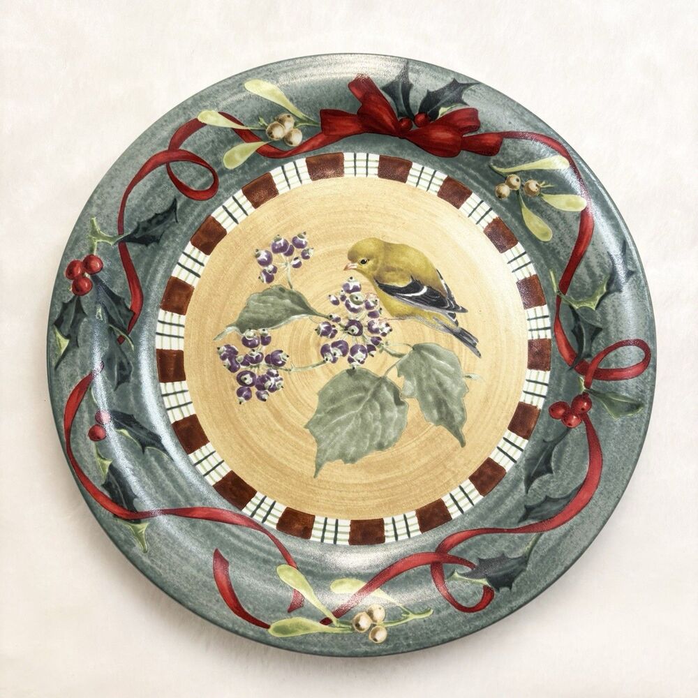 Lenox Winter Greetings Goldfinch Dinner Decorative Plate 10.5 Inch